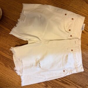 Levi's Women's Cream Distressed Jean Shorts